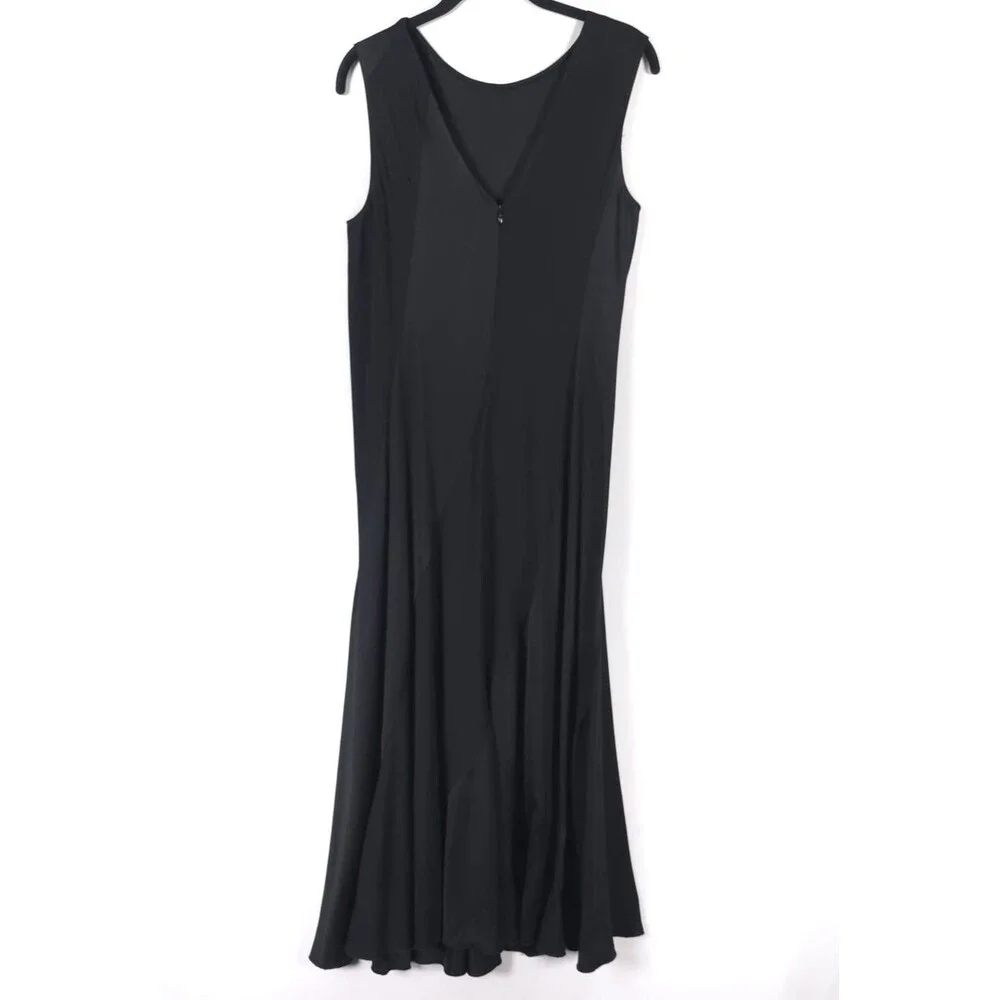 TORY BURCH Hailee Bias-Cut Midi Dress Size 6 Flowy A-Line Fit‎ Flare Black 41110